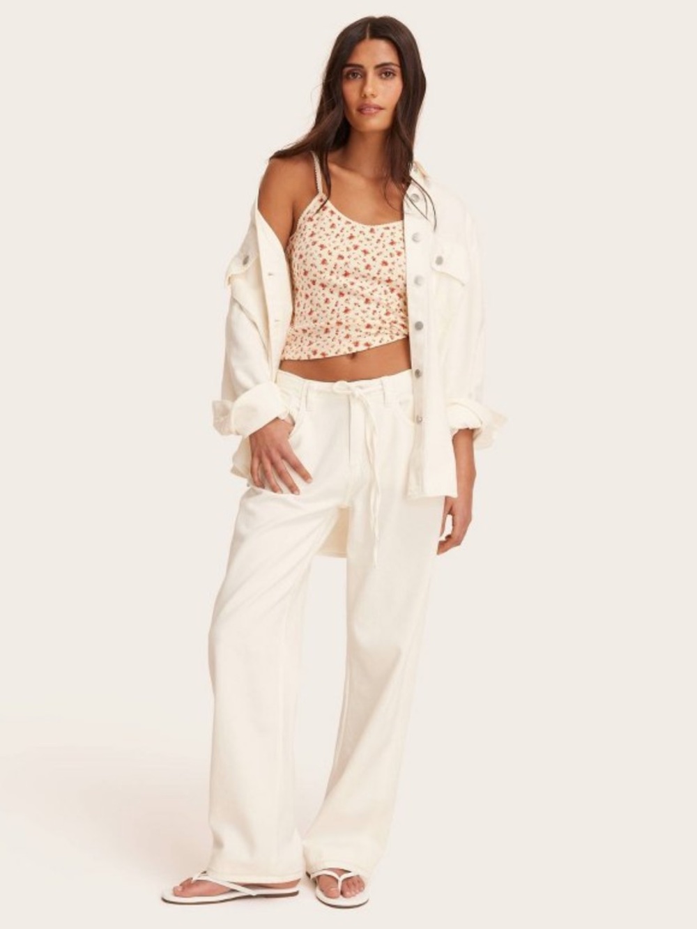 Parke x Target Women’s Mid-Rise Cream Drawstring Baggy Jeans